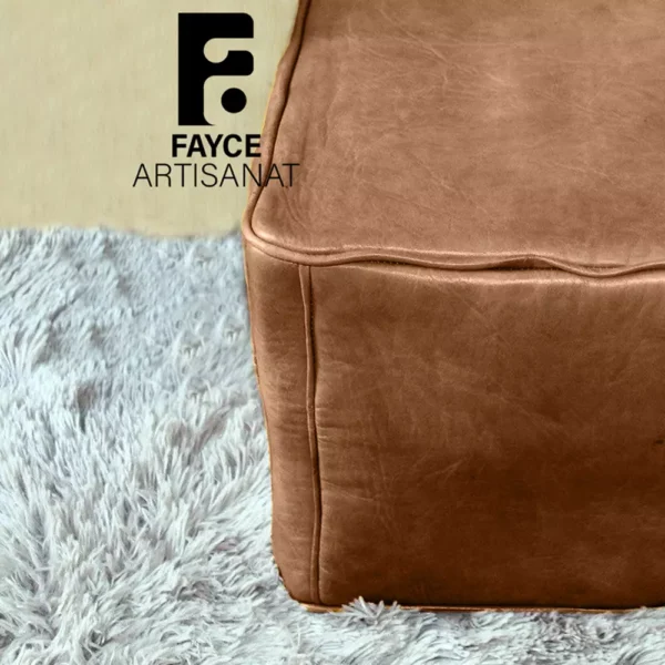 Handmade Braided Leather Pouf
