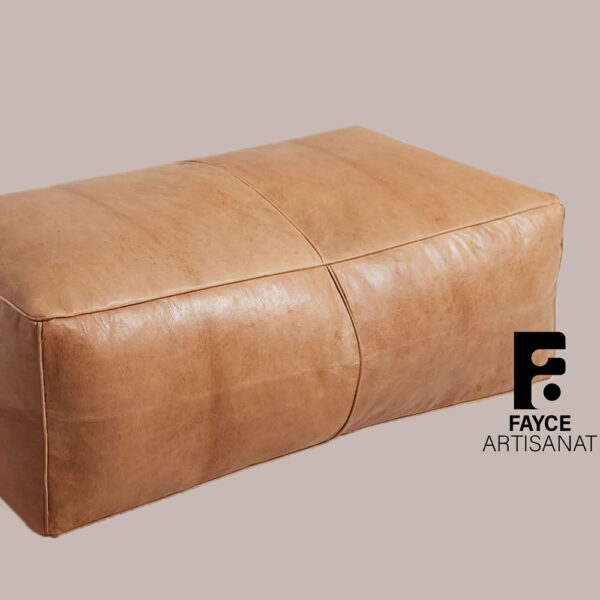 Handcrafted Moroccan Square Leather Pouf