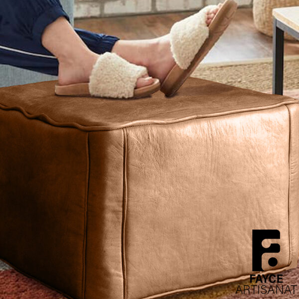 Handmade Moroccan leather footstool