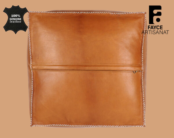 Hand Stitched Square Moroccan leather pouf