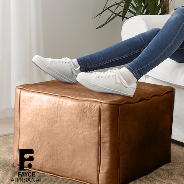Handmade Moroccan leather footstool