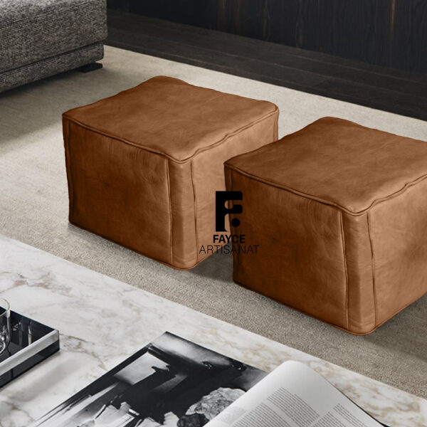 Handmade Moroccan leather footstool