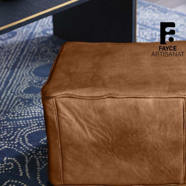 Handmade Moroccan leather footstool