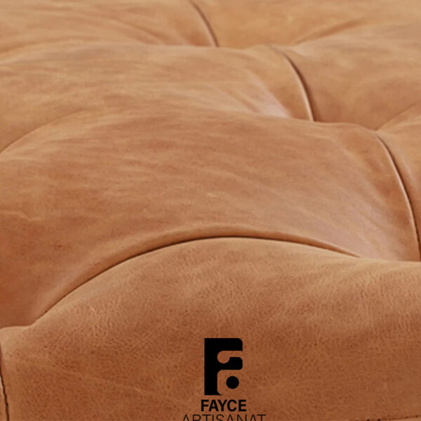 Round Leather Ottoman Pouf
