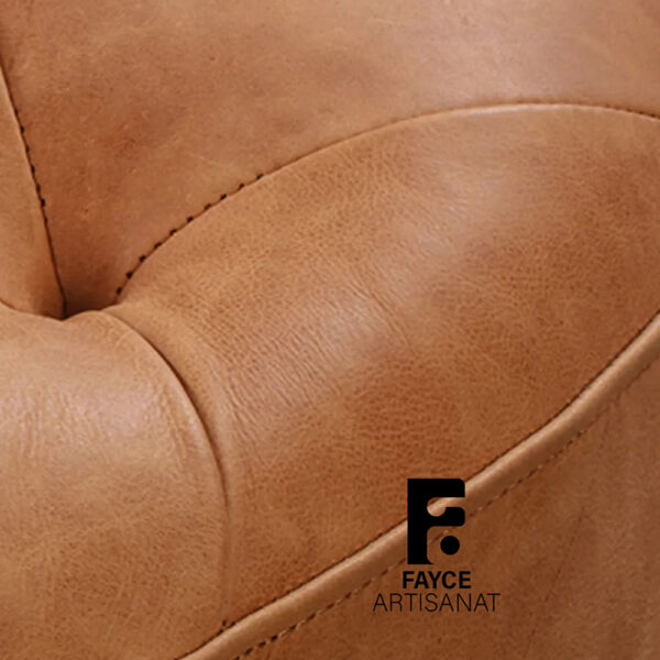 Round Leather Ottoman Pouf