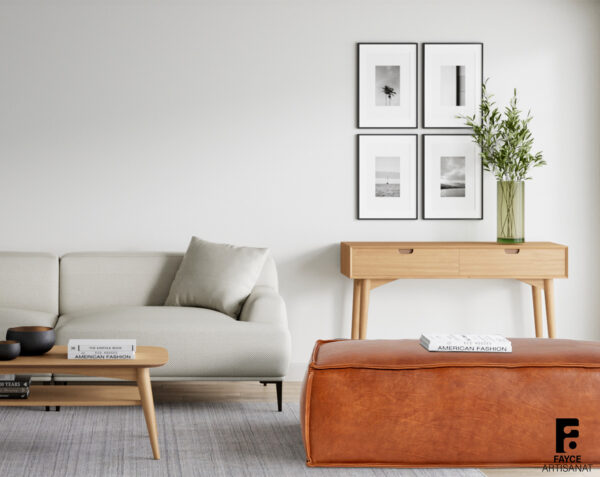 Brown Ottoman Leather pouf