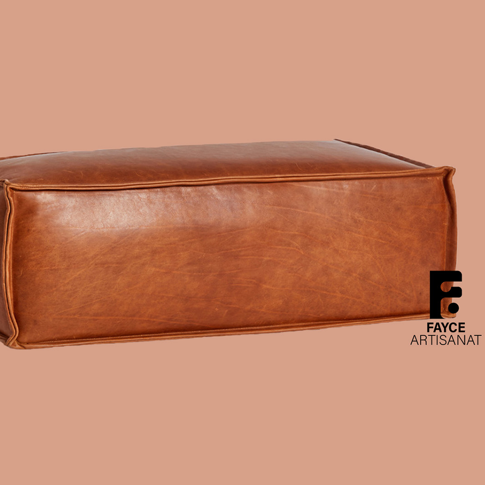 Brown Ottoman Leather pouf