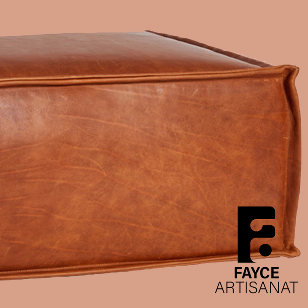 Brown Ottoman Leather pouf