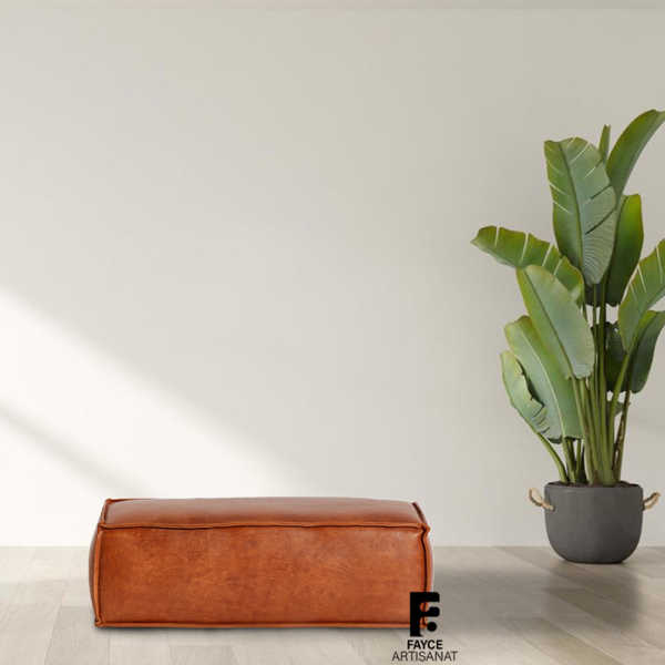 Brown Ottoman Leather pouf