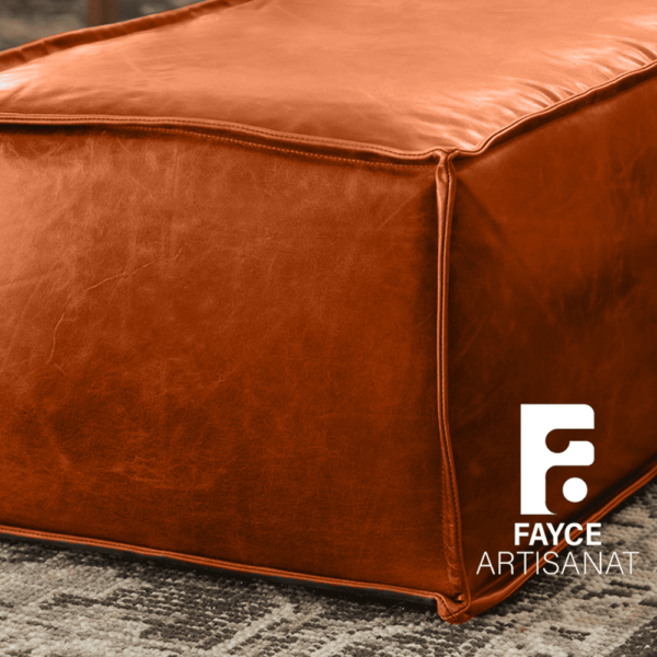 Brown Ottoman Leather pouf