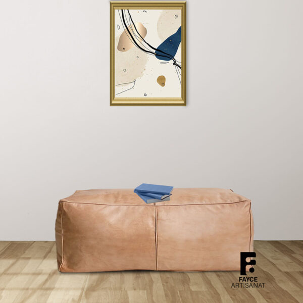 Handcrafted Moroccan Square Leather Pouf