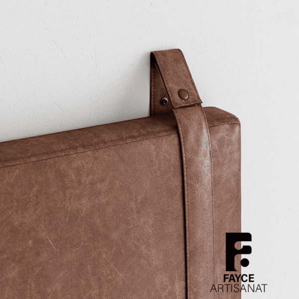 Handmade Leather HeadBoard with Snap Straps