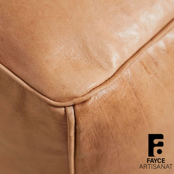 Handcrafted Moroccan Square Leather Pouf