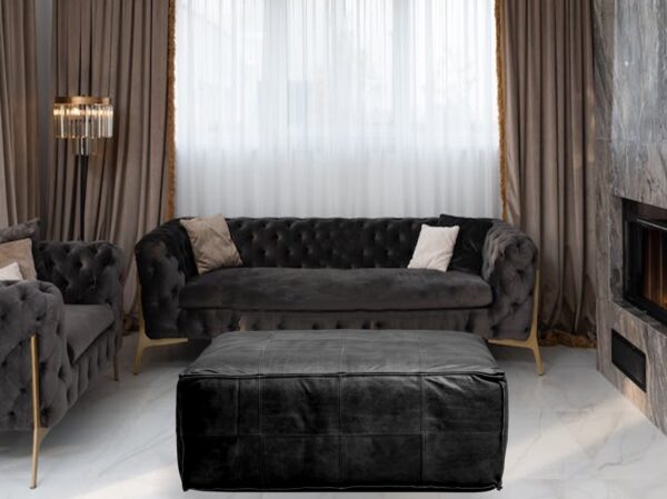 Flash Sale - 50% off Moroccan Leather Ottoman Pouf