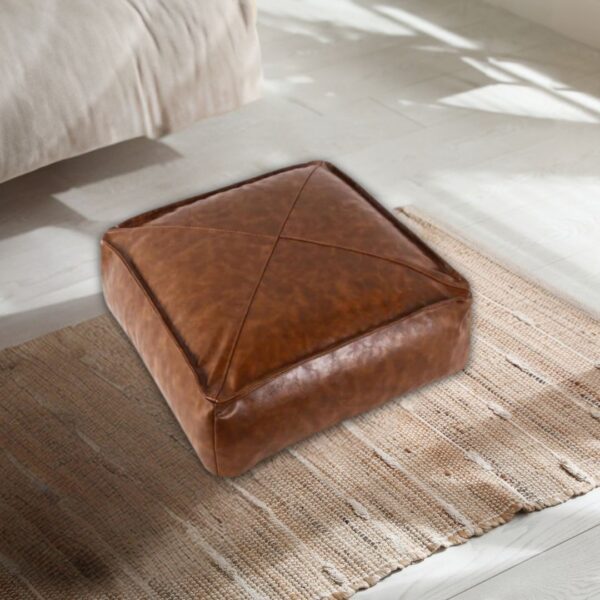 Leather square pouf from Morocco