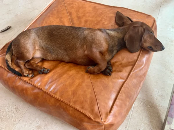 Leather square pouf from Morocco