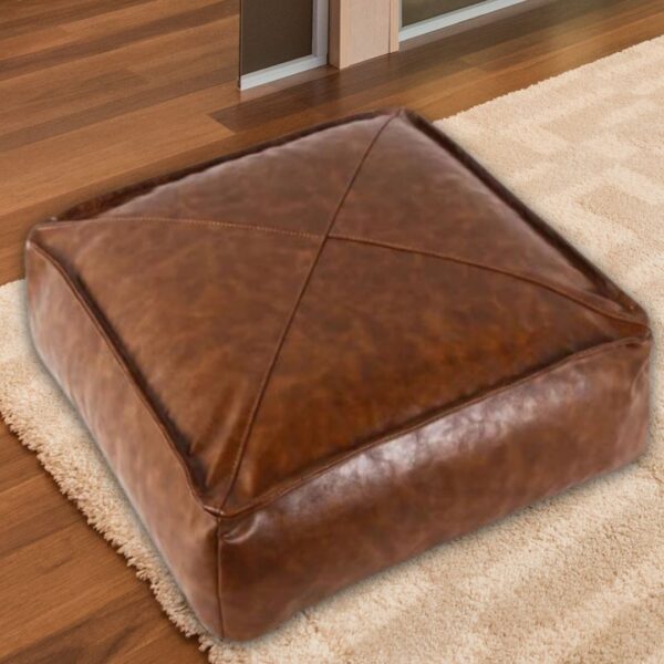 Leather square pouf from Morocco