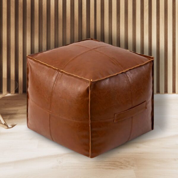 Leather Pouf with handle