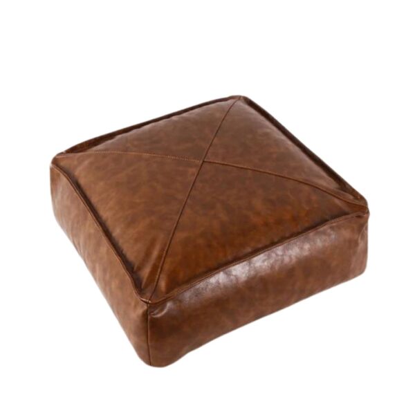 Leather square pouf from Morocco