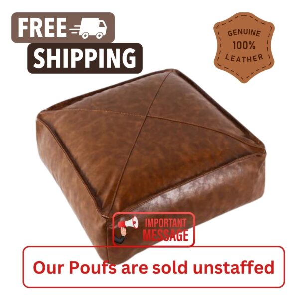 Leather square pouf from Morocco