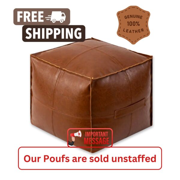 Leather Pouf with handle