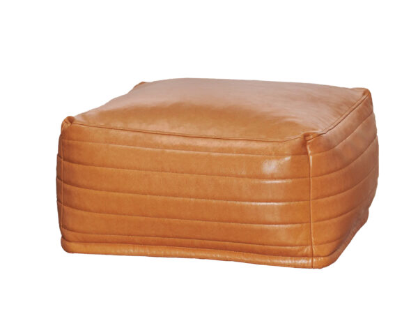 Modern Round Leather Pouf