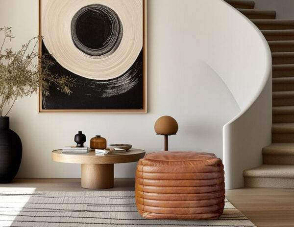 Leather Pouf ottoman