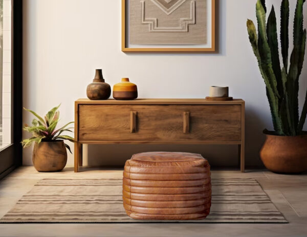 Leather Pouf ottoman