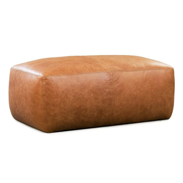 Large Leather Pouf